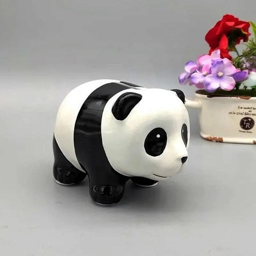 1 Piece Ceramic Panda Design Gullak Piggy Bank for Rupees Savings - Coin Storage Tip Box Ideal for Kids and Adults - Money Kilona Pikibank ATM Coinbox Gulak (Pack of 1)