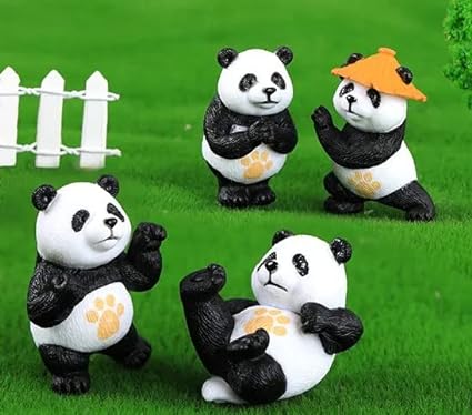 Panda Miniature Set for Unique Gift, Home,Bedroom, Living Room, Office, Restaurant Decor, Figurines and Garden Decor Items (Multicolor)(Poly Resin)(4 Pieces in 1 Set)