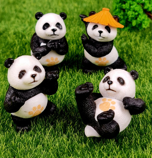 Panda Miniature Set for Unique Gift, Home,Bedroom, Living Room, Office, Restaurant Decor, Figurines and Garden Decor Items (Multicolor)(Poly Resin)(4 Pieces in 1 Set)