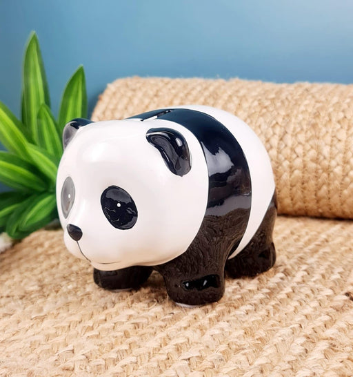 1 Piece Ceramic Panda Design Gullak Piggy Bank for Rupees Savings - Coin Storage Tip Box Ideal for Kids and Adults - Money Kilona Pikibank ATM Coinbox Gulak (Pack of 1)
