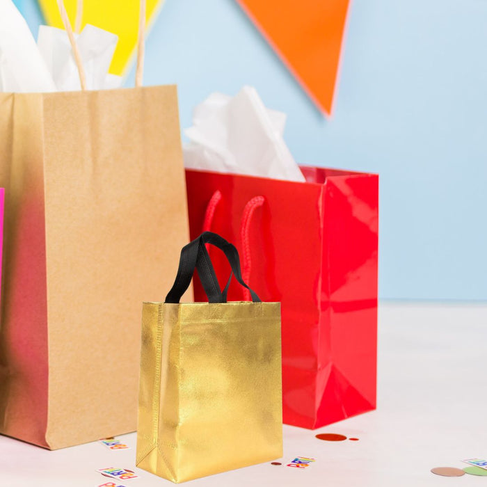 Medium Size Non Woven Bag With Handle 29 x 27 cm Gift Paper bag, Carry Bags, gift bag, gift for Birthday, gift for Festivals, Season's Greetings and other Events(Gold)