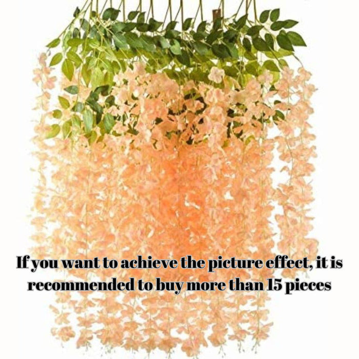 (43.2 inch) Artificial Wisteria Vine Ratta Fake Wisteria Hanging Garland Silk Long Hanging Bush Flowers String for Home Decor,Diwali Decor,Valentine's Day Decoration