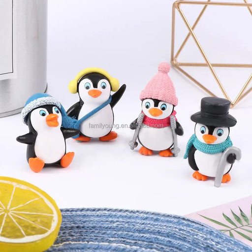 Penguin Miniature Set for Unique Gift, Home, Bedroom, Living Room, Office, Restaurant Decor, Figurines Decoration Items - Resin (1 Set, Multicolor)