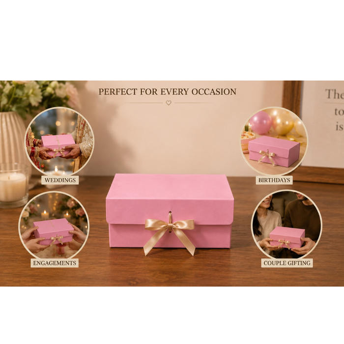 Collapsible  Without Magnet  Decorative Folding Paper Cardboard /Box with ribbon,DIY Box for Gift Hamper,Valentine Gifting,Wedding gifing.