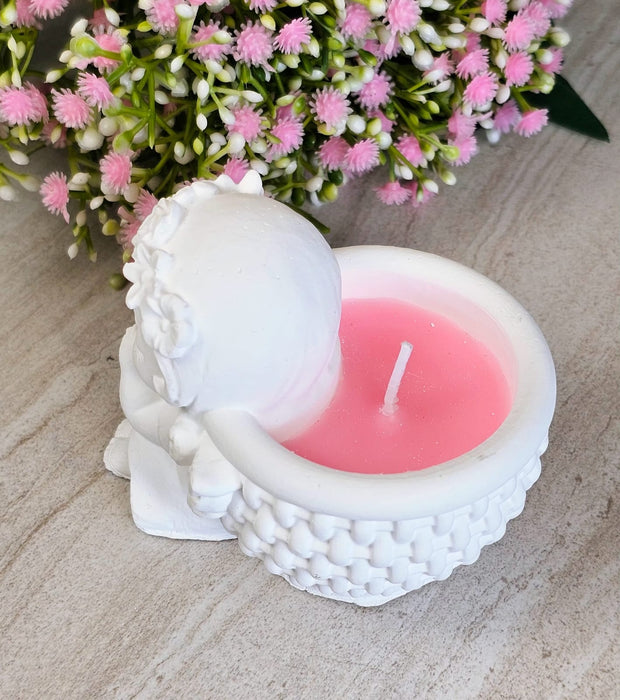 Randon (Any) Colour Angel Design Scented Wax Candle – White Angel Jar with Wax for Home Decor, Gift Purpose, Tealight, Aroma Candle, Decorative Fragrance Candle, Romantic Lighting