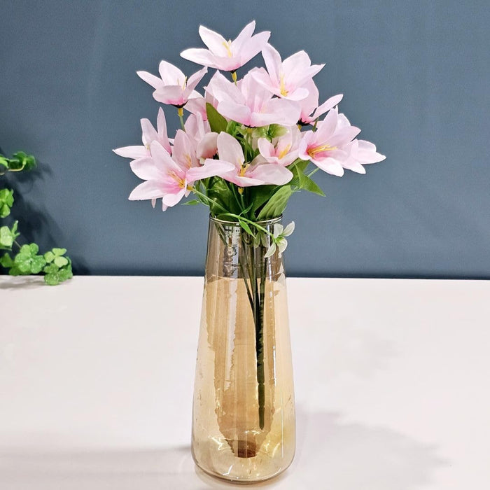Artificial Rain Lily Flower for Gifting, Home Decor, Office, Bedroom, Balcony, Living Room, Restaurant, Event Decoration (Light Pink)