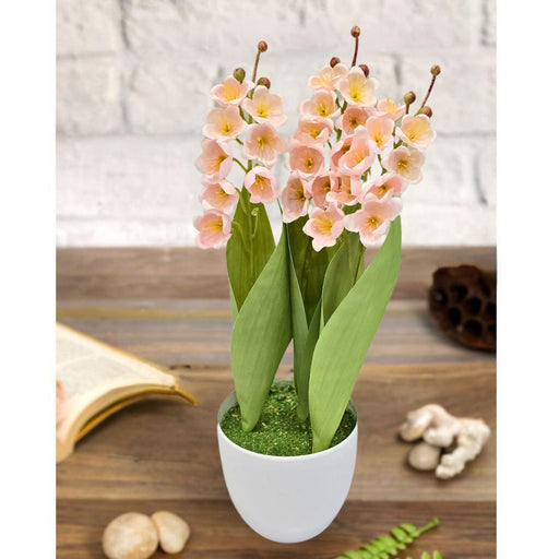 Lily of the Valley Artificial Plant with Pot, Artificial Flower Decoration Plant succulent for Home Decor Item, Office, Bedroom, Living Room, Shop Decoration Items
