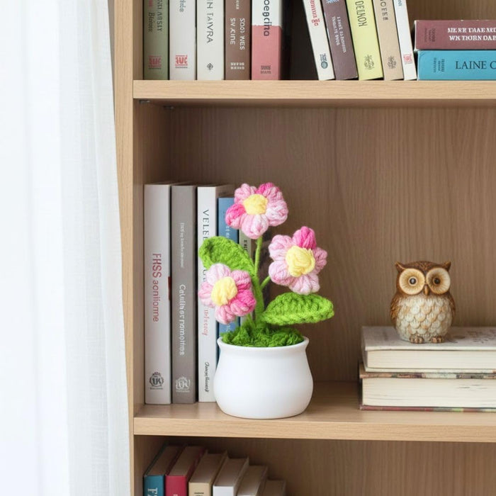 Artificial Crochet Flower Bouquet/Artificial Flowers head /Crochet Flowers Bouquet/Crochet Flowers/Flowers Bouquet Gift for Girls Home Decor, Gifting (13.5 cm height)