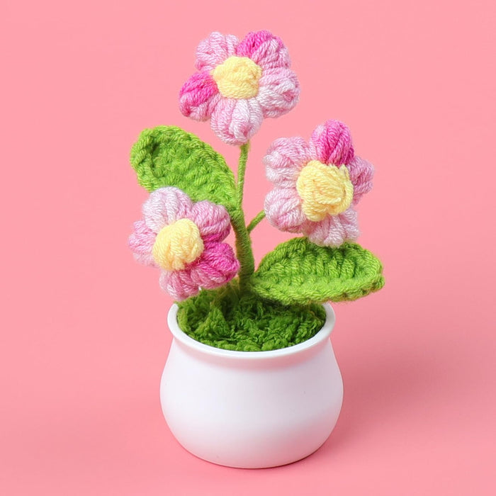 Artificial Crochet Flower Bouquet/Artificial Flowers head /Crochet Flowers Bouquet/Crochet Flowers/Flowers Bouquet Gift for Girls Home Decor, Gifting (13.5 cm height)