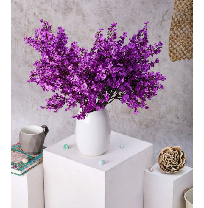 Artificial Babys Breath sticks Gypsophila Fake Flowers Sticks  Decorative Items for Home,Room,Living Room Table,Diwali Decor (Without Vase Pot)