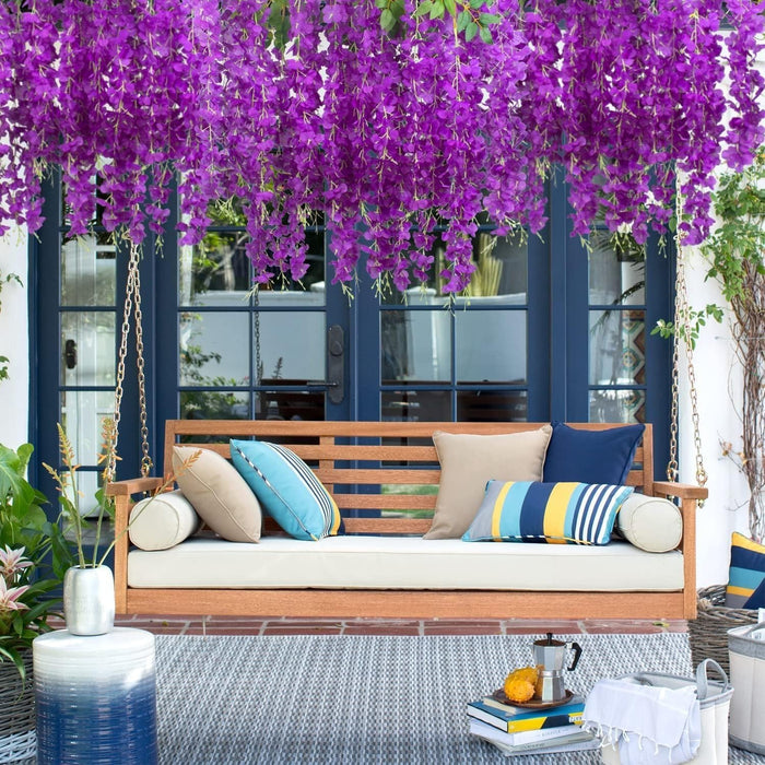 (43.2 inch) Artificial Wisteria Vine Ratta Fake Wisteria Hanging Garland Silk Long Hanging Bush Flowers String for Home Decor,Diwali Decor,Valentine's Day Decoration