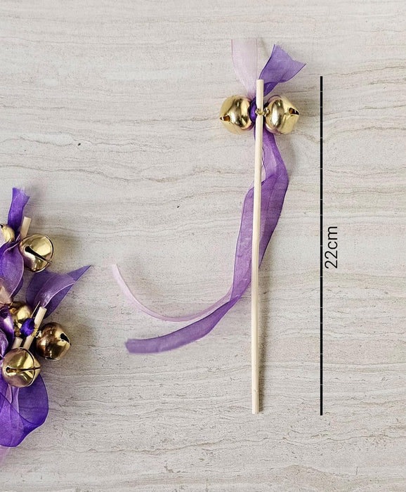 Handcrafted Wedding Ghungroo Bell/rattle Stick With Morpankh for Home Mandir Décor, Marriage gungroo,Shadi -Sagai, Engagment,bride entry, aarti,Magal Phera bell, Barati Swagat, Varmala,christmas bell Stick, pooja, puja mandir, gantri, Temple ganti