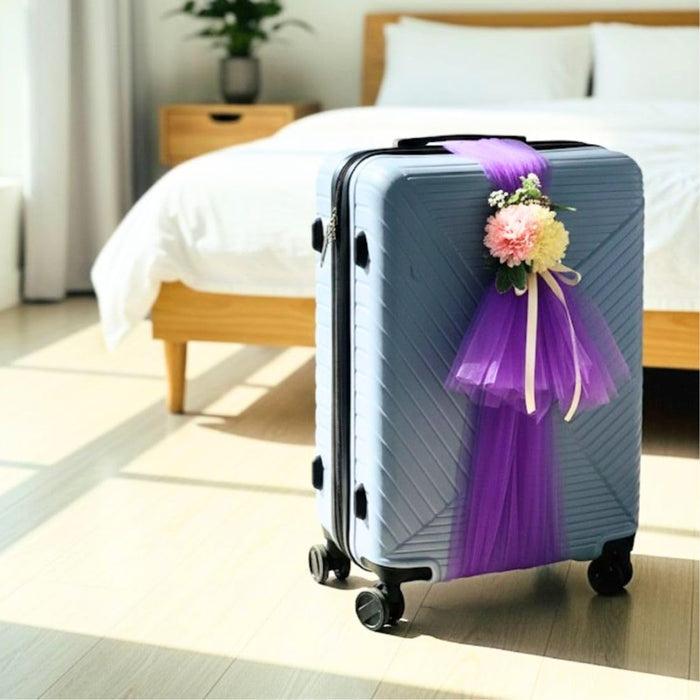 Ready-to-Use Adjustable Suitcase Net Band with Flower Bunch for Wedding Trousseau Packing, Trolly Bag Decoration, Crafting,Wrapping, Decoration, and DIY Projects