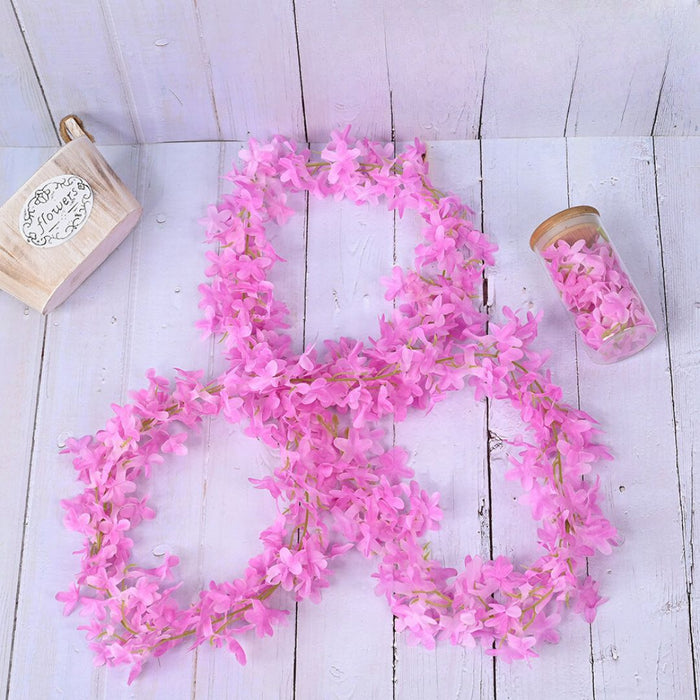 Artificial Ixora Flower Garlands, Wall Hanging decorative String Lines items for Anniversary Decoration, Home Decor, Pooja, Functions Decor (Small petals)