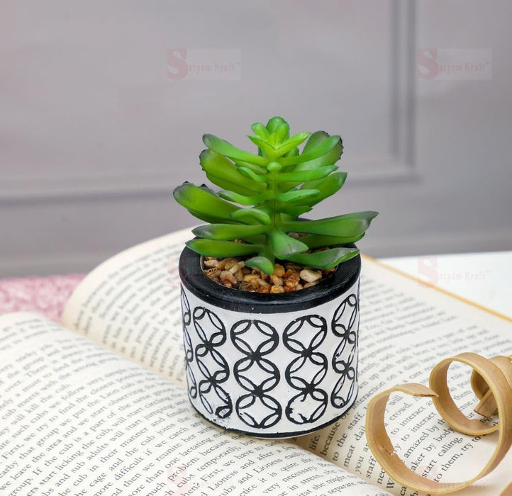 Mini Artificial Green Succulent with Aesthetic Ceramic Pot, Indoor to Add Charm to Your Home Decor