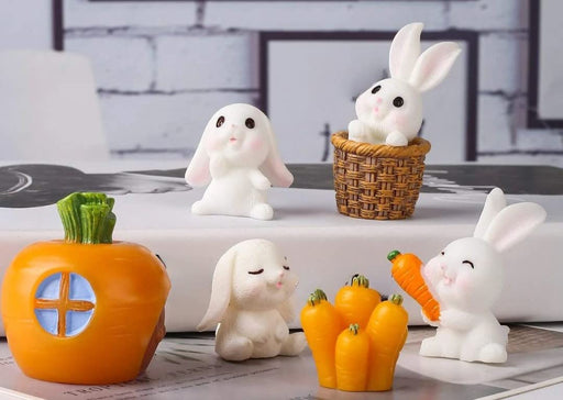 Rabbits Miniature Set for Home, Bedroom, Living Room, Office, Restaurant Decor, Figurines and Christmas Decoration Items, (Resin) (Multicolor)