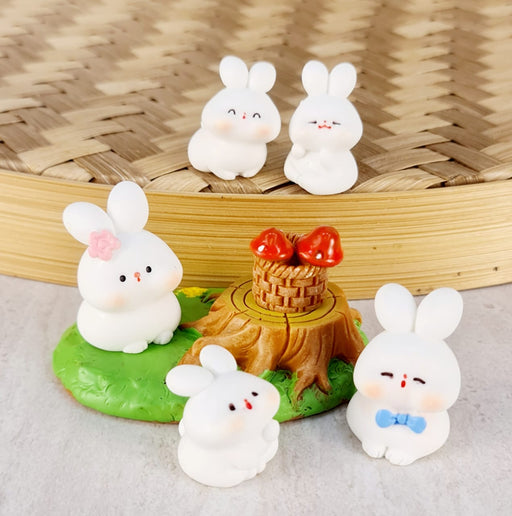 Rabbits Miniature Set for Home, Bedroom, Living Room, Office, Restaurant Decor, Figurines and Valentine Decoration Items, (Resin) (Multicolor)