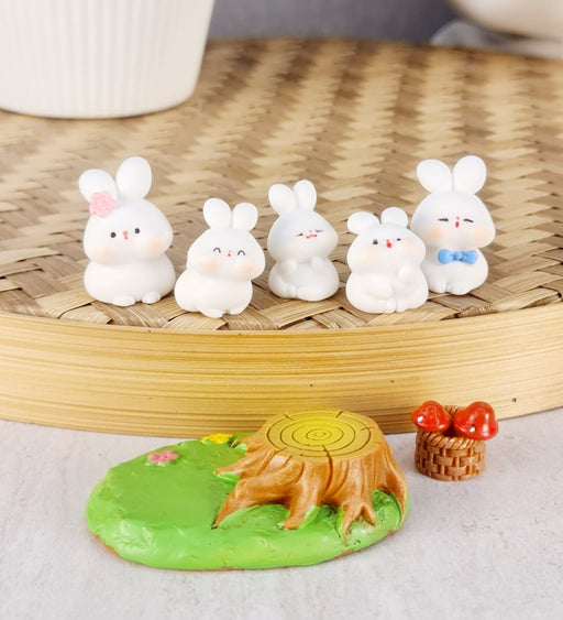 Rabbits Miniature Set for Home, Bedroom, Living Room, Office, Restaurant Decor, Figurines and Valentine Decoration Items, (Resin) (Multicolor)