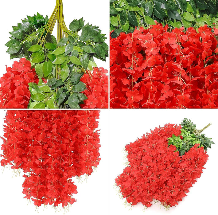 (43.2 inch) Artificial Wisteria Vine Ratta Fake Wisteria Hanging Garland Silk Long Hanging Bush Flowers String for Home Decor,Diwali Decor,Valentine's Day Decoration