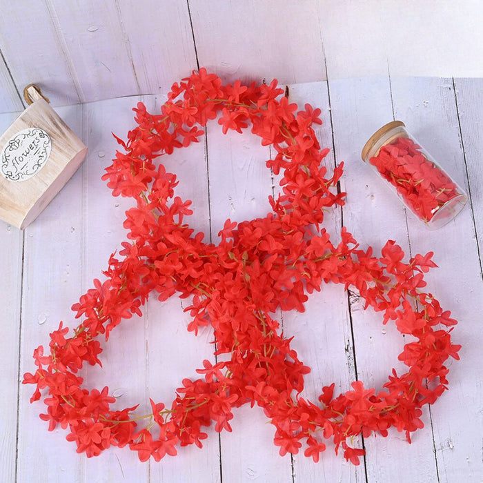 Artificial Ixora Flower Garlands, Wall Hanging decorative String Lines items for Anniversary Decoration, Home Decor, Pooja, Functions Decor (Small petals)