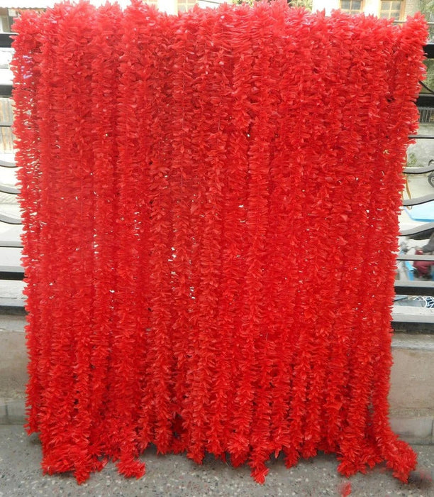 Artificial Mogra Hanging Long Flower line for toran(Backdrop),Home Decor, Diwali, Festival decoration (Red)