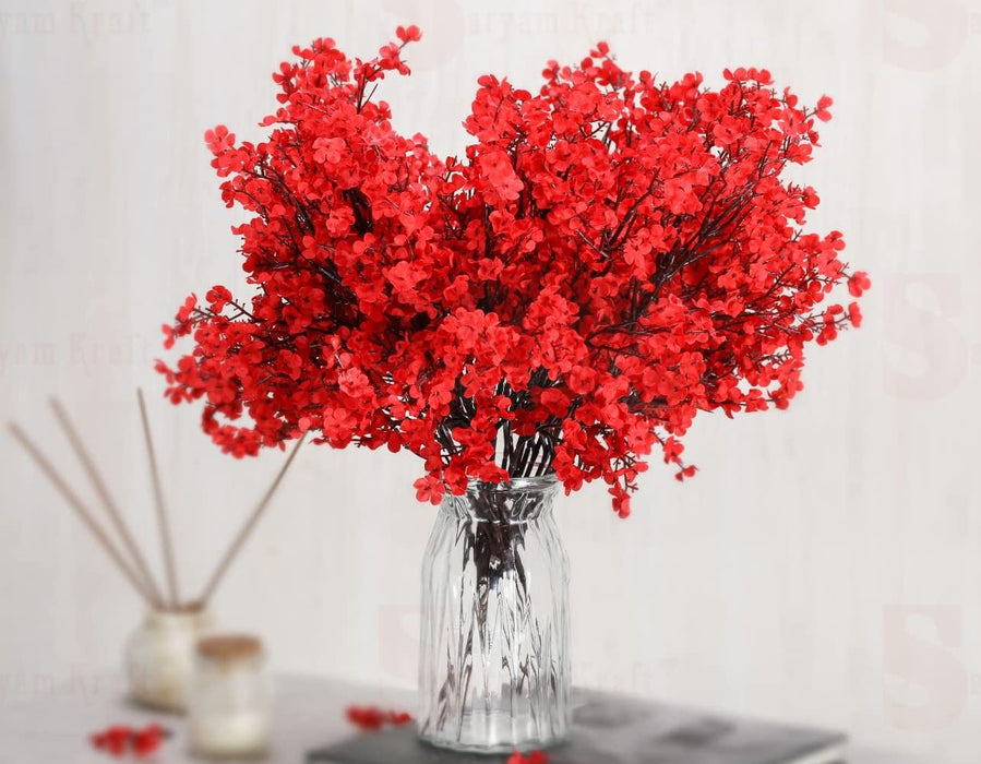 Artificial Babys Breath sticks Gypsophila Fake Flowers Sticks  Decorative Items for Home,Room,Living Room Table,Diwali Decor (Without Vase Pot)