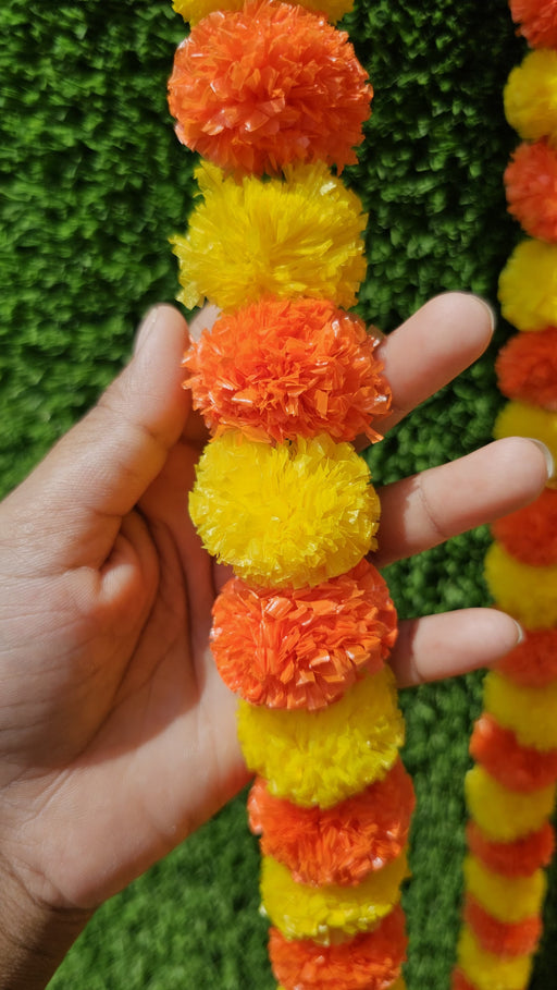Artificial Genda Phool Garland – Ganga Jamna Galgota Marigold Mala, 60 Inch