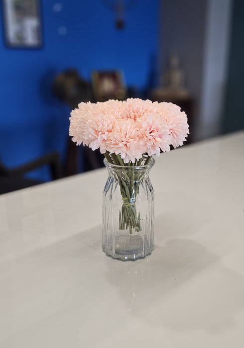 Artificial Chrysanthemum Ball Hydrangea Flower Stick for Home, Office, Bedroom, Balcony, Living Room Decoration and Craft (Without Vase Pot) (Peach)