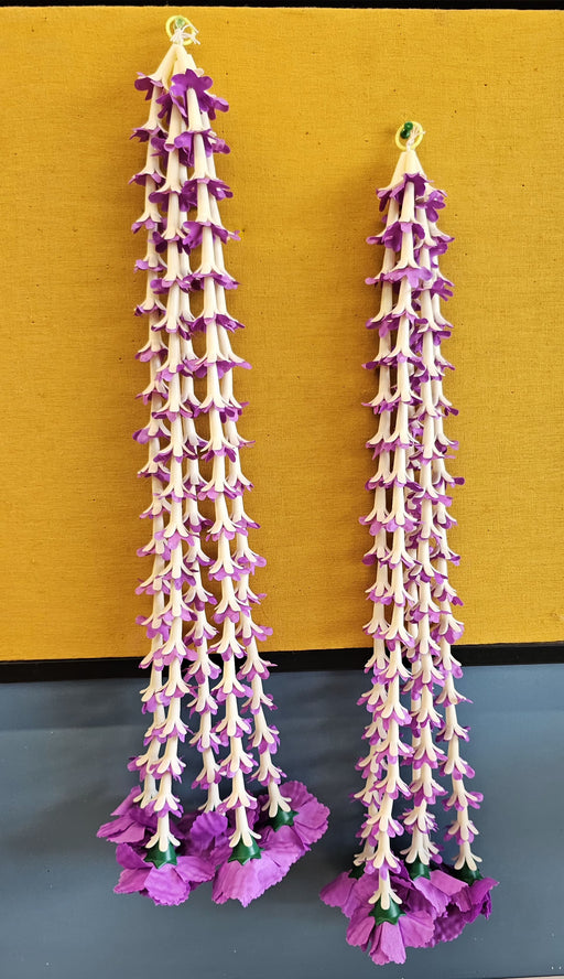 Dual Colour Carnation Side Hanging (25 Inch) | Rajnigandha & Galgota Flower Décor for Home, Diwali & Events
