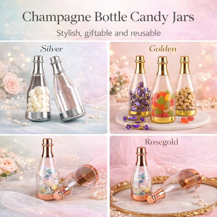 Small Size Golden Acrylic Box Champagne Design Plastic Storage Bottles (11.5 cm) | Perfect for Return Gifts, Chocolates, Dry Fruits & Invitations baatli,batli,chandi
