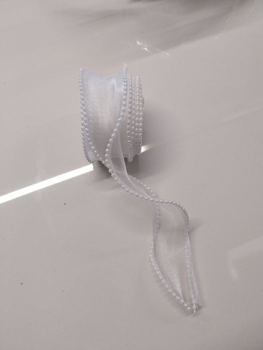 Pearl Ribbon Roll | Elegant Decorative Ribbon for Flower Bouquet Wrapping, Gift Box Packaging, Cake Decoration & DIY Crafts