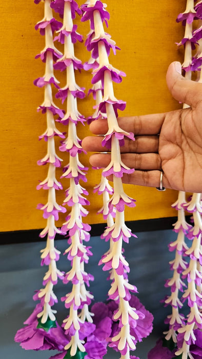 Dual Colour Carnation Side Hanging (25 Inch) | Rajnigandha & Galgota Flower Décor for Home, Diwali & Events