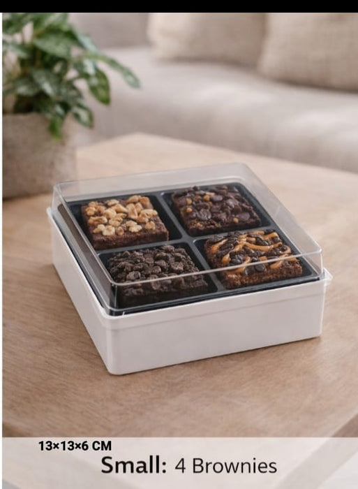 4 Cavity Packing Box | Disposable  Box for  Brownies,Cake, Cookies ,Picnic,Gifting & Premium Packing
