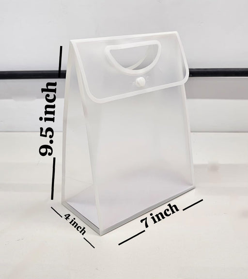 Translucent Gift Bag with Handle (18 x 23 x 10CM) | Premium Semi Transparent Carry Bag for Gifts, Hampers, Wedding Return Gifts, Birthday & Festive Packing