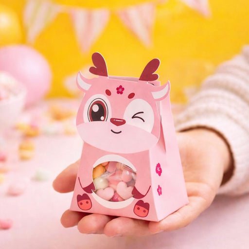 Satyam Kraft's Pink Deer Animal Shape Folding Storage Paper Box, Perfect for Packing Chocolate, Dry Fruits, Birthday, Engagement, Return Gift, Baby Shower, Festivals