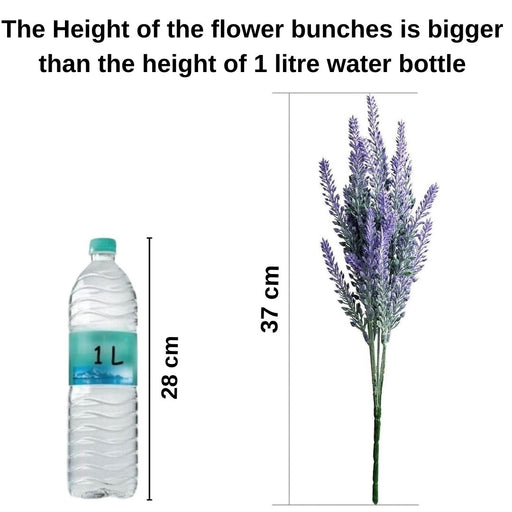 Artificial Lavender Flower Bunches in Pot | Faux Plant for Home Decor, Living Room, Bedroom, Office, Tabletop & Gifting ( Without Pot) (37 cm)