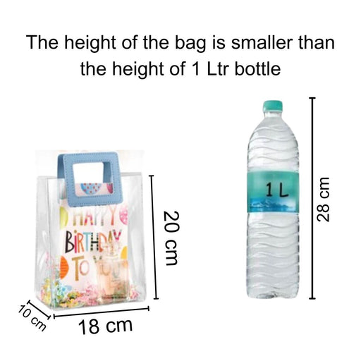 Small Transparent Bags with Square Handle Gift Paper Bag, Carry Bags, Gift Bag, Gift for Birthday, Valentine, Marriage, Festivals, Season's Greetings and Events (Blue) (Small)(18 x 9 x 24 cm)