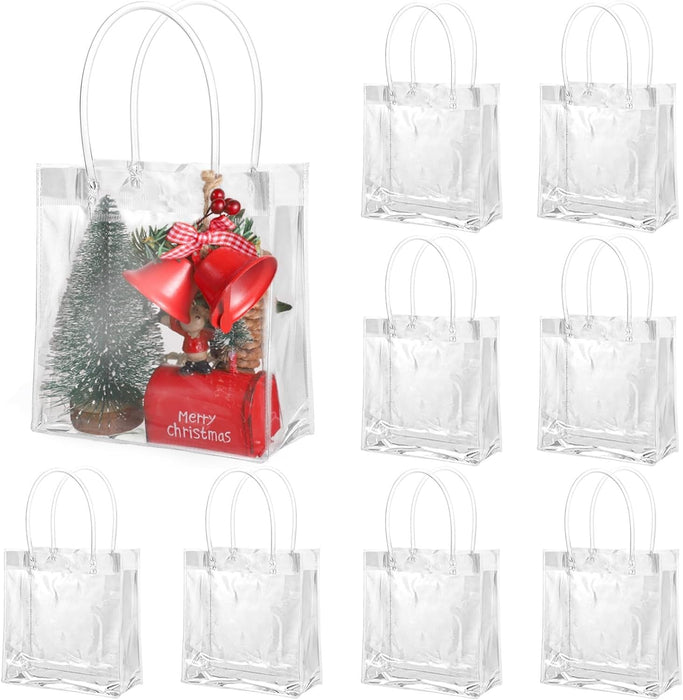 Small Transparent PVC Plastic Bag Goodie Bags With Handle Gift bag, Carry Bags, gift bag, gift for Gifting, Return Gifts, Birthday, Wedding, Party, Festivals, Events(Small)(18 x 15 x 6 cm)