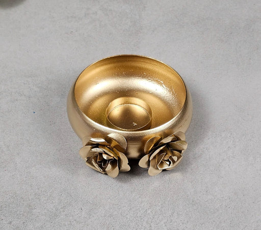 Decorative Round Gold Polish Decorative Urli Candle Holder Stand for Home Decor,Mandir Decor,Diwali Decor, Floating Flowers,Candles Diya holder, Office,Table Decor, Entrance Decoration Item (Golden)
