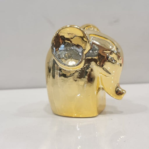 2 Piece Golden Elephant Ceramic Showpiece for Home Decor, Statue, Living Room, Decorative Gift Item, Table Decor,Centre Piece