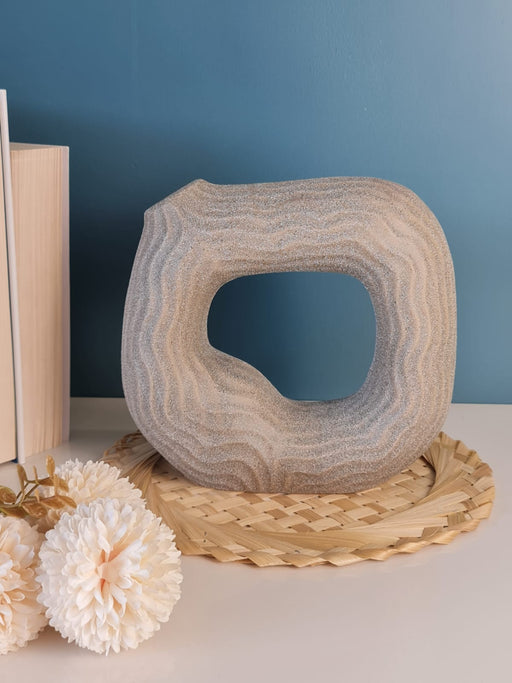 Square Ceramic Items Vase for Flower Pot, Gift, Home Decor, Bedroom, Office Corner, Living Room, Décor Item (Grey) (Pack of 1)
