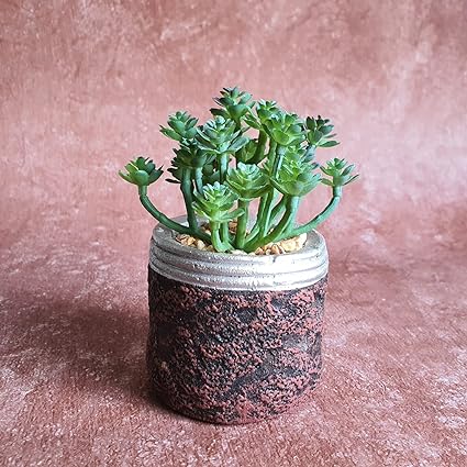Mini Artificial Green Succulent Plant with Aesthetic Ceramic Pot, Indoor Faux Flower Plant to Add Charm to Your Home