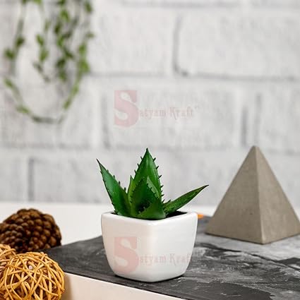 Succulent Small Mini indoor Plants with aesthetic cement pot,Agave Plant, Faux flower indoor Plant with Pot Add Charm to Your Home decor