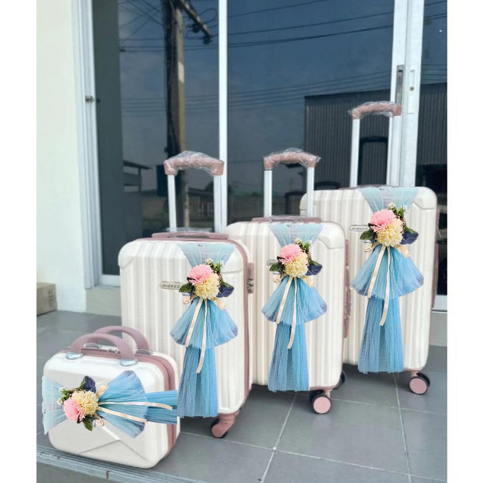 Ready-to-Use Adjustable Suitcase Net Band with Flower Bunch for Wedding Trousseau Packing, Trolly Bag Decoration, Crafting,Wrapping, Decoration, and DIY Projects