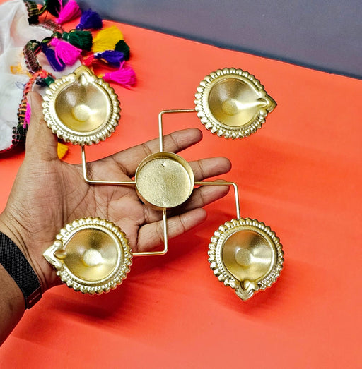 Decorative Swastic Design Gold Polish Tealight Candle Holder Stand,Candle Holder for Home Decor,Mandir Decor,Diwali Decor, Floating Flowers, Candles Diya holder, Office,Table Decor, Entrance Decoration Item(Golden)