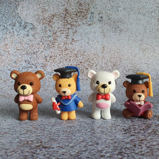 Teddy Bear Miniature Set for Home, Bedroom, Living Room, Office, Restaurant Decor, Figurines and Christmas Decorartion Items (Multicolor)(4 Piece in 1 Set)