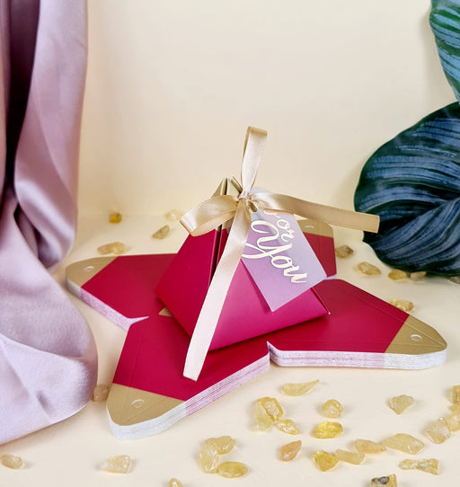 Decorative diamond shape Folding Storage Box for Return Gift, Birthday,Boxes with Ribbon, Perfect for Packing Chocolate, Dry Fruits,Engagement