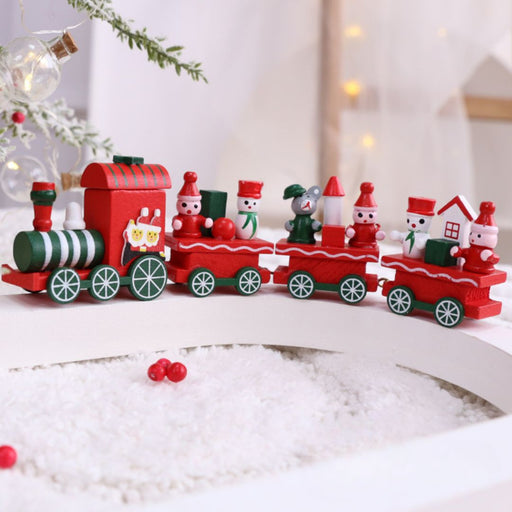 Wooden Train Miniature Decoration  | Santa Claus & Snowman Figurines for Table, Home Decor, Kids Gifting, Showpiece,Miniature