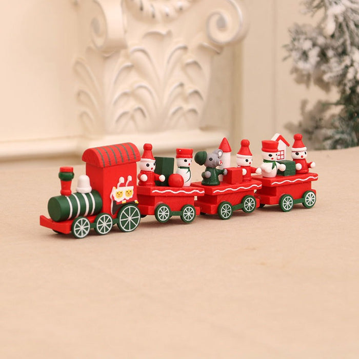 Wooden Train Miniature Decoration  | Santa Claus & Snowman Figurines for Table, Home Decor, Kids Gifting, Showpiece,Miniature