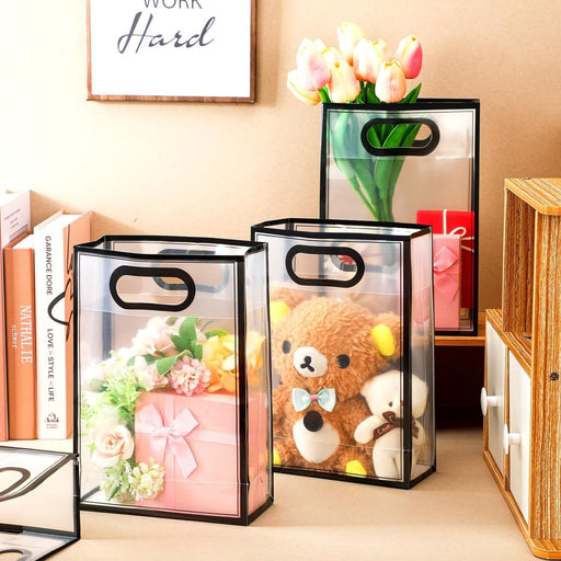 (24 X 10 X 35 CM) Transparent Bag Goodie Bags , Clear Gift Bag, Hamper Bag,Carry Bags,Shopping Gift Bag,Gifting,Presents,Return Gifts,Birthday,Festivals,Events